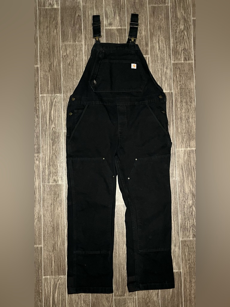 Carhartt Overalls Womens Xl Short Black Bib Duck Canvas Double Knee 102966 001